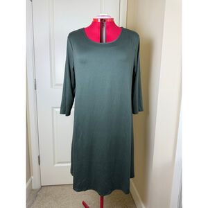 Women's Unbranded Dark Green Long Sleeve Shift Dress Plus XL